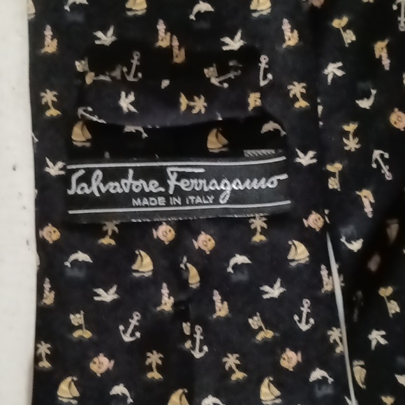 Salvatore Ferragamo, made in Italy, navy blue, cream, orange - Picture 1 of 3